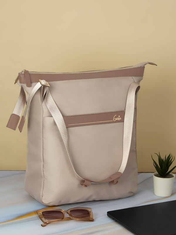 Amber 15L Beige Tote Bag With Laptop Sleeve - Image 3