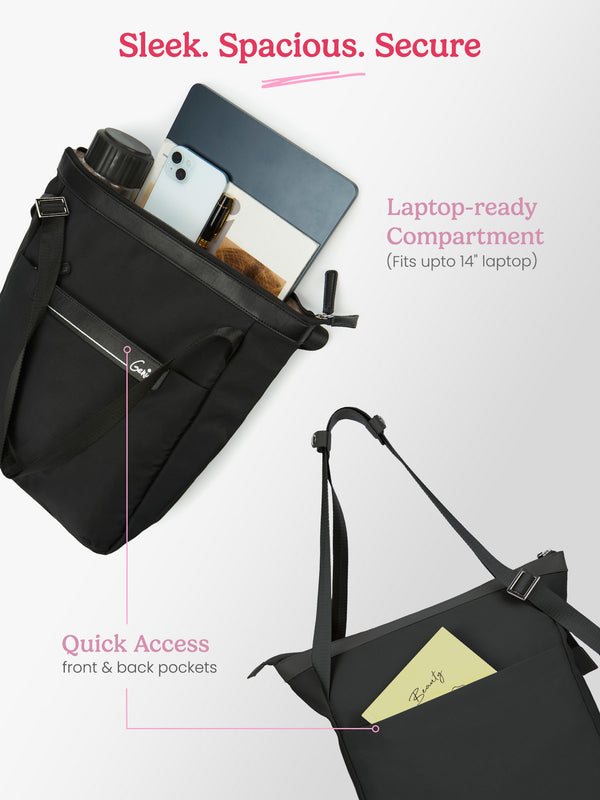 Amber 15L Black Tote Bag With Laptop Sleeve - Image 4