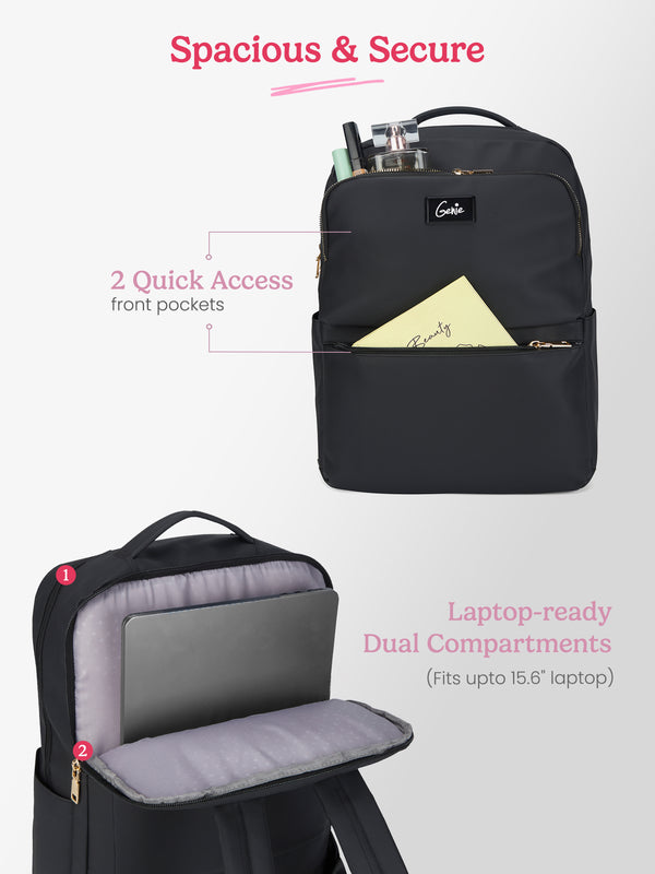 Audrey 27 L Black Formal Backpack Laptop Sleeve - Image 4