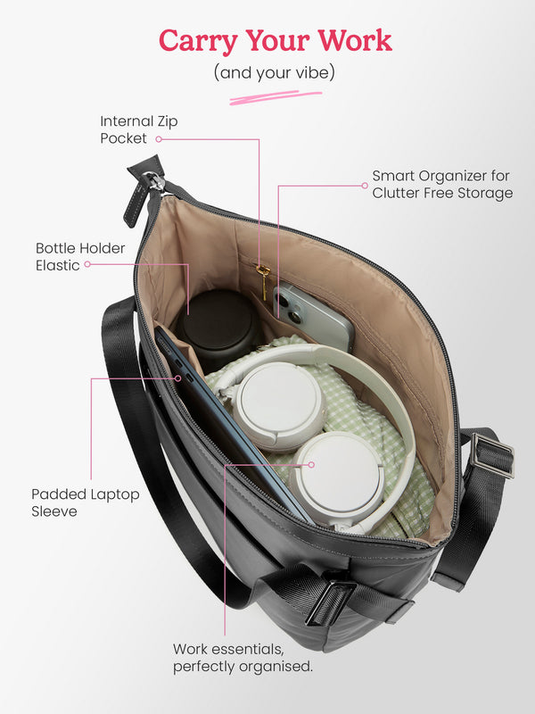 Amber 15L Black Tote Bag With Laptop Sleeve - Image 5