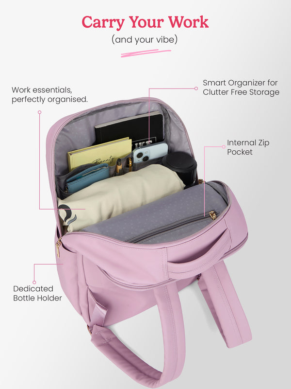 Audrey 27 L Lavender Formal Backpack Laptop Sleeve - Image 5