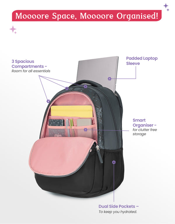 Nora 40L Laptop Backpack With Raincover - Black - Image 5